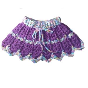 Crochet Purple Fan Skirt Handmade Toddler